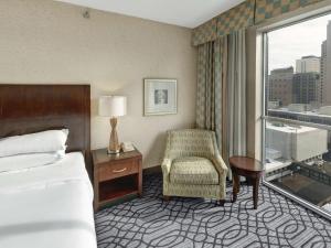 圣保罗圣保罗市中心希尔顿逸林酒店的酒店的客房 - 带一张床、椅子和窗户