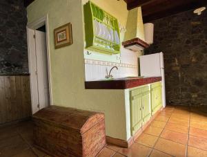 弗龙特拉Estudio Rural de Piedra的厨房配有水槽和冰箱