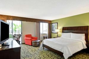 凤凰城凤凰城市中心希尔顿花园酒店的配有一张床和一台平面电视的酒店客房