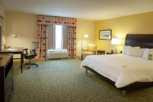 彭萨科拉彭萨科拉机场/医疗中心希尔顿花园酒店的酒店客房设有一张大床、一张书桌和一张书桌。