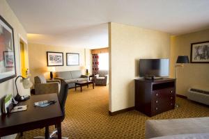 南波特兰波特兰希尔顿逸林酒店的酒店客房设有电视和客厅。
