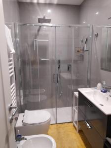 奥里斯塔诺CARPE DIEM的带淋浴、卫生间和盥洗盆的浴室