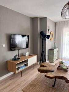 阿利坎特Suite Bonalba的客厅设有壁挂式平面电视。