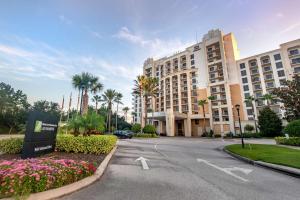 奥兰多Hilton Grand Vacations Club Las Palmeras Orlando的大型建筑前的街道