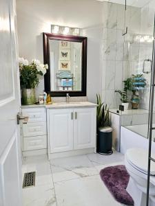多伦多Lilen's Home的一间带水槽、卫生间和镜子的浴室