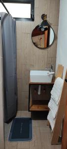 马萨米特拉Cabaña El Encanto的一间带水槽和镜子的浴室