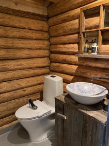 高尔Hesla Farm的小木屋内的浴室设有卫生间和水槽。