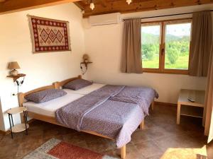 威尔帕扎Accommodation "MONTELAGO"- Virpazar,Skadar Lake的一间卧室设有一张床和一个大窗户