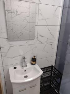 Miedziana GóraVilla na Chabrowej的白色的浴室设有水槽和镜子