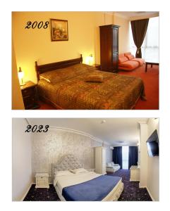 斯洛博齐亚Hotel Central的两张带床的酒店客房照片