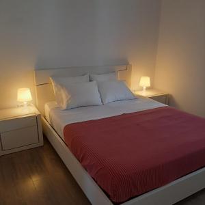 索茹Casa de Bairros的一间卧室配有一张带2个床头柜的大床