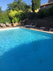 莱旺CHALET MARYVONNE的庭院里的一个蓝色的大游泳池
