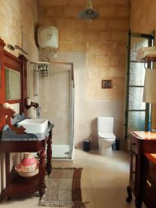 瓦莱塔Myrtle Suite - Valletta ground floor apartment的带淋浴、盥洗盆和卫生间的浴室