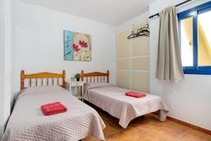 塞博河畔卡莱塔Apartamento Callao, La Graciosa的一间卧室设有两张床和窗户。