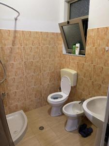斯库台Dibra Home near City Center of Shkodra的一间带卫生间和水槽的浴室