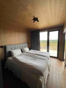 伊德勒Idre Northpark的一间卧室设有一张大床和大窗户