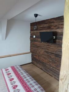 阿诺尔德施泰因AlBy&B的客房设有木墙和平面电视。