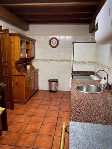 PenEl Refugio del Busgosu的厨房配有水槽和台面