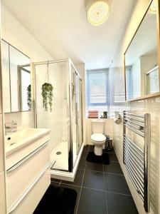 爱丁堡City Centre Hidden Hideout for 2的带浴缸、卫生间和盥洗盆的浴室
