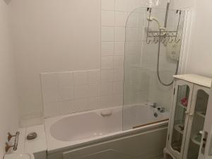 格伦加里夫Garinish Court Maisonette的带淋浴和浴缸的浴室