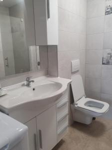 波弗加纳Apartman Amal的白色的浴室设有水槽和卫生间。