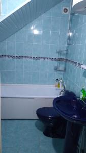 瓦杜卢伊沃达Дом-House в Vadul lui Voda的浴室配有卫生间、盥洗盆和浴缸。