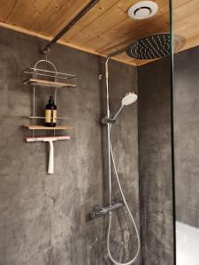 Villers-au-TertreLe duplex De La Ferme Du Tertre的浴室内配有淋浴和头顶淋浴