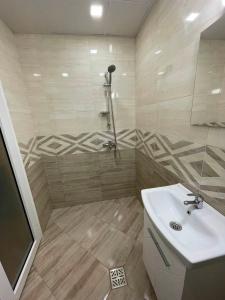 布拉戈耶夫格勒Cozy New Apt - Уютен апартамент的带淋浴和盥洗盆的浴室