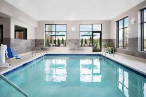 桥景镇Hampton Inn & Suites Bridgeview Chicago, Il的一座蓝色的游泳池