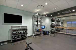梅森Tru By Hilton Mason King's Island的一间设有健身房的客房,配备了电视和举重器材