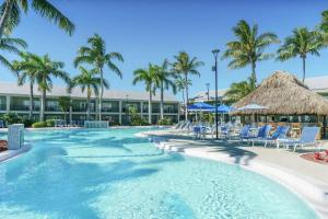 基韦斯特Hampton Inn Key West FL的度假村的游泳池,配有椅子和棕榈树