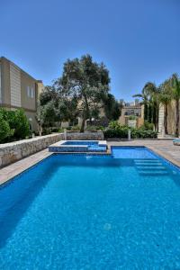 艾因西莱姆Ta Benna Villa的庭院里的一个蓝色海水游泳池