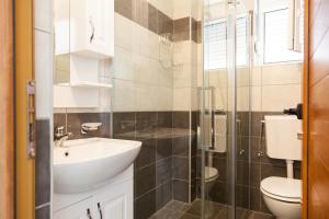 乌尔齐尼艺术公寓的一间带水槽、卫生间和淋浴的浴室