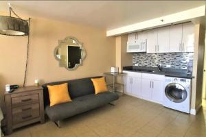檀香山KING BED, Spacious, Legal, VIEW的带沙发和洗衣机的客厅
