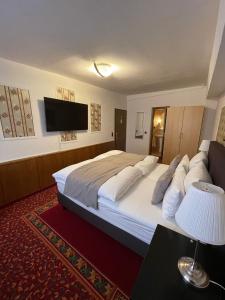 巴特乌拉赫格尼莱斯托博酒店的一间酒店客房,配有一张大床和一台平面电视