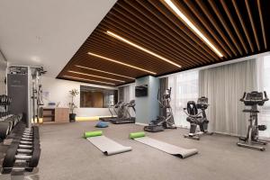 合肥合肥滨湖新区希尔顿花园酒店的健身房设有数台跑步机和健身器材