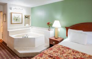 默夫里斯伯勒莫夫里斯波洛酒店的带浴缸和床的酒店客房
