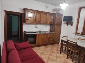卡斯特姆苏Il Colombaiolo的带沙发的客厅和厨房