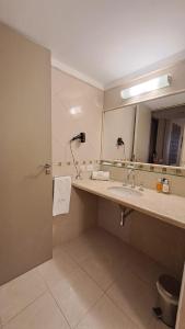 内乌肯Hotel Del Comahue的一间带水槽和镜子的浴室