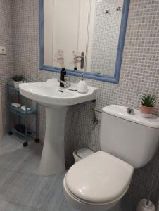 卢戈Casa Aldea de Abaixo的浴室配有白色卫生间和盥洗盆。