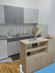 普里耶多尔Apartman (stan na dan) M&M 2 Prijedor的厨房配有白色橱柜和水槽