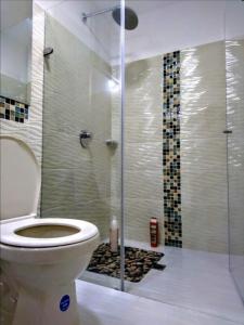吉拉尔多特PeñalisaKapoSalSar的一间带卫生间和玻璃淋浴间的浴室