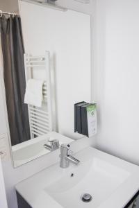 布鲁塞尔Smart Appart - Clmenceau的一间带水槽和镜子的浴室