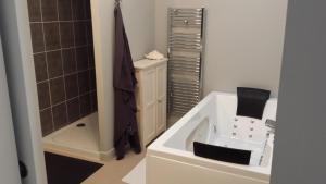 皮斯甘勒克洛斯杜普雷斯比特雷公寓的浴室配有白色水槽和淋浴。