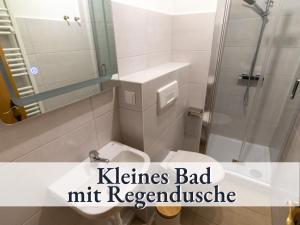 布劳恩拉格Natur Pur Ferienwohnung Silberteich im Erdgeschoss的一间带卫生间和淋浴的浴室