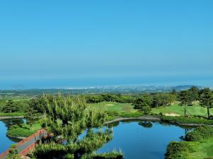 济州市ArdenHill Resort & Golf的享有度假村高尔夫球场的空中景致