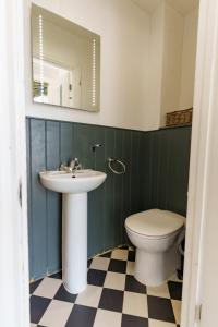 伦敦Bower House的一间带水槽、卫生间和镜子的浴室