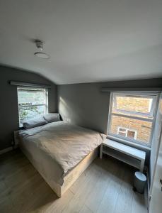 伦敦Sterne Street的一间卧室设有一张床和一个窗口