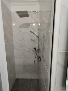 丰沙尔Alexia Room的浴室里设有玻璃门淋浴