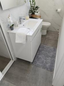 丰沙尔Alexia Room的白色的浴室设有水槽和卫生间。